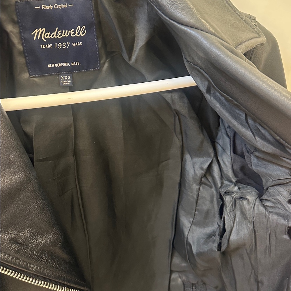 Madewell Black Leather Biker Jacket - Picture 6 of 7